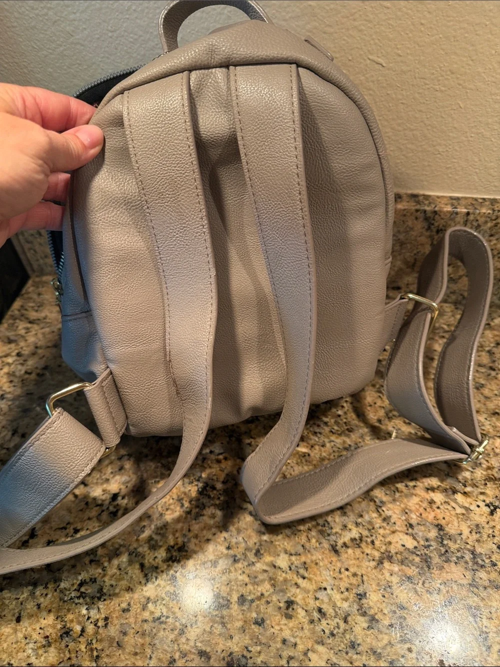 Betsy Johnson Heart-Quilted Mini Backpack with Bow - Taupe